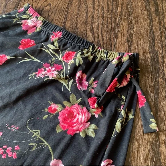 French Grey Floral Wrap Midi Skirt - Picture 7 of 10